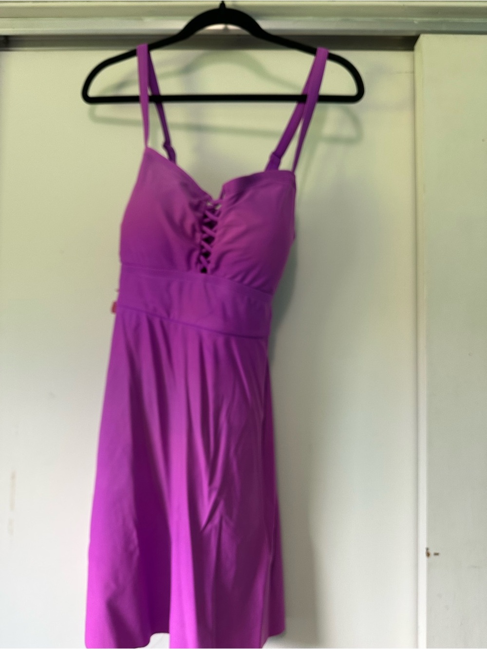 Girls Purple One-Piece Dress Swim Top